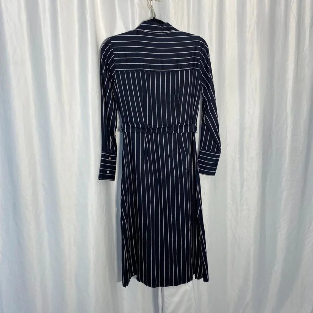 Tommy Hilfiger Belted Striped Shirt Dress Long Sleeve Navy Size 4 - Picture 15 of 16